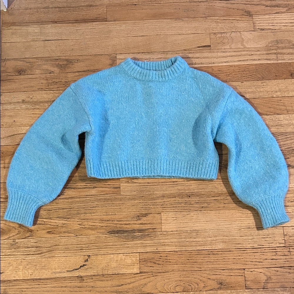 Zara Light Blue Crop Top Sweater
